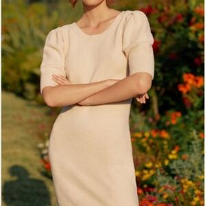 Anthropologie Daily Practice Cream Puff-Sleeve Knit Dress - Large